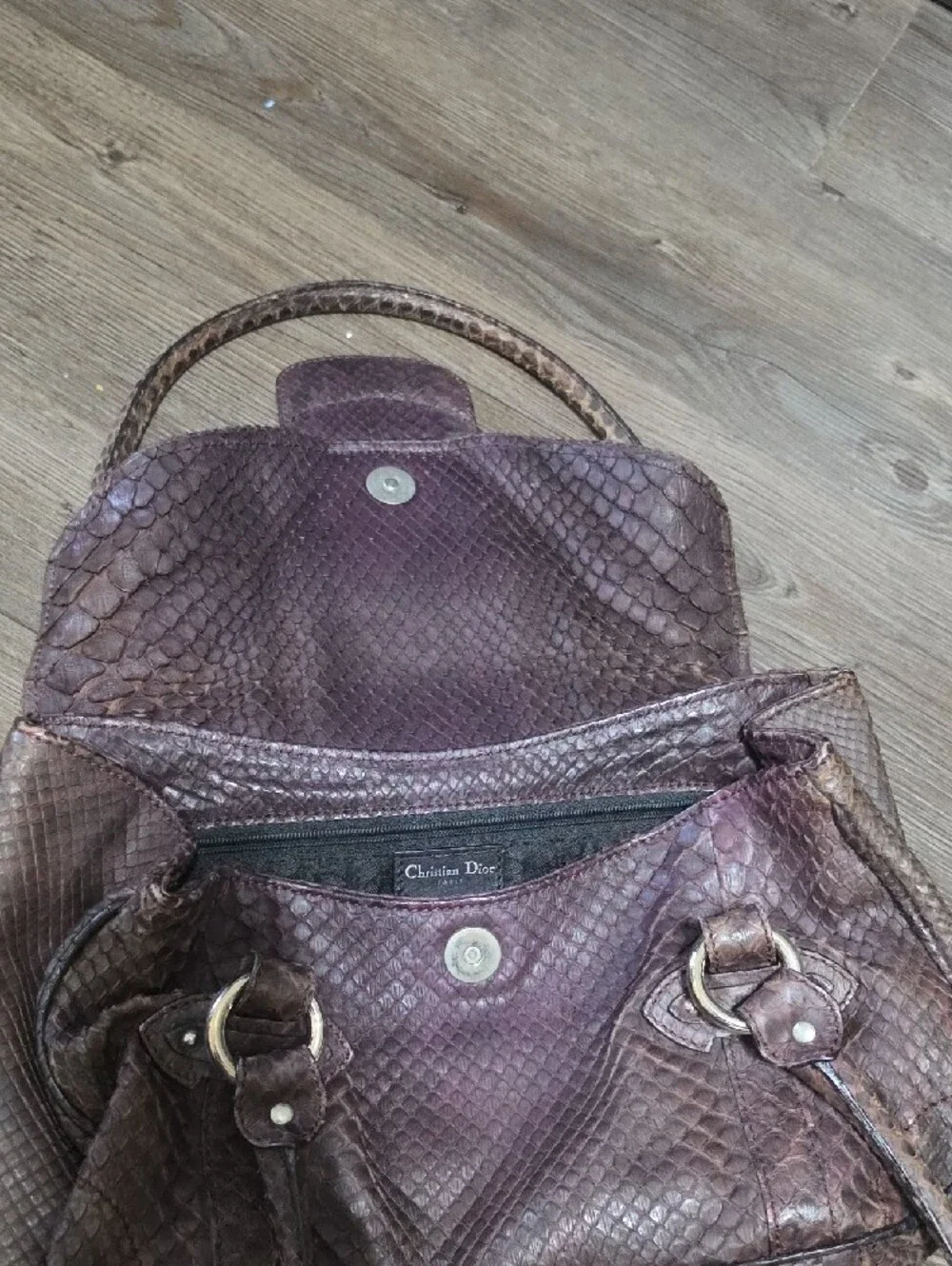 Dior Brown Textured Shoulder Bag with CD Logo